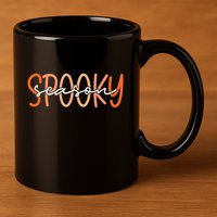Spooky Season Halloween Spooky Vibes Autumn Fall Retro Gift 11oz C Handle Ceramic Mug