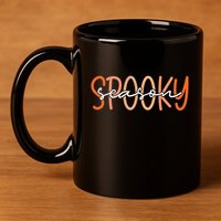 Spooky Season Halloween Spooky Vibes Autumn Fall Retro Gift 11oz C Handle Ceramic Mug