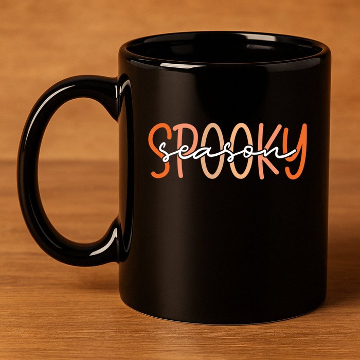 Spooky Season Halloween Spooky Vibes Autumn Fall Retro Gift 11oz C Handle Ceramic Mug