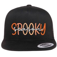 Spooky Season Halloween Spooky Vibes Autumn Fall Retro Gift Flat Bill Trucker Hat