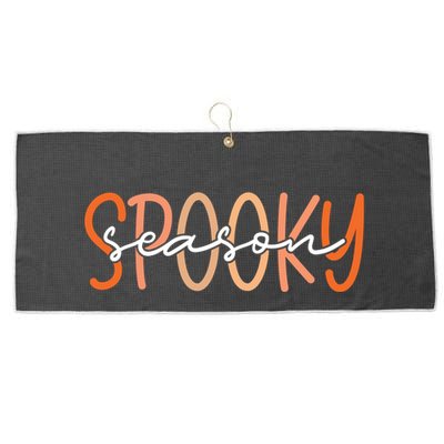 Spooky Season Halloween Spooky Vibes Autumn Fall Retro Gift Large Microfiber Waffle Golf Towel