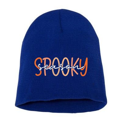 Spooky Season Halloween Spooky Vibes Autumn Fall Retro Gift Short Acrylic Beanie