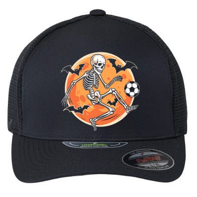 Soccer Skeleton Halloween Soccer Player Funny Flexfit Unipanel Trucker Cap