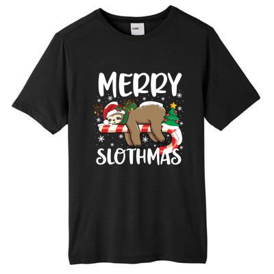 Sloth Santa Hat Funny Christmas Sloth Lover Merry Slothmas Cute Gift Tall Fusion ChromaSoft Performance T-Shirt