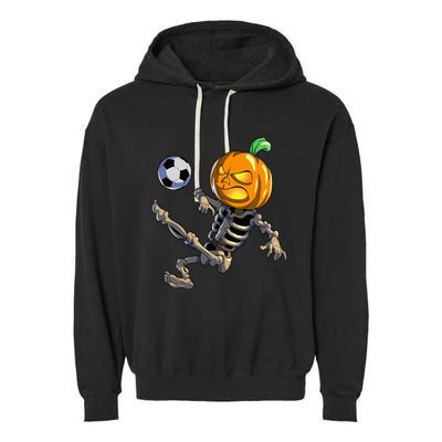 Soccer Skeleton Halloween Soccer Halloween Garment-Dyed Fleece Hoodie