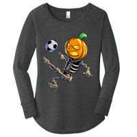 Soccer Skeleton Halloween Soccer Halloween Women's Perfect Tri Tunic Long Sleeve Shirt