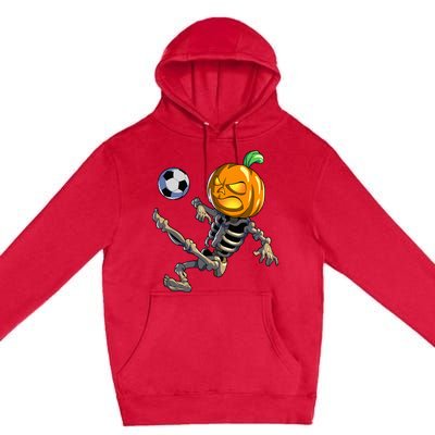 Soccer Skeleton Halloween Soccer Halloween Premium Pullover Hoodie