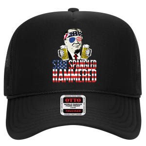 Star Spangled Hammered President Donald Trump Beer Lover High Crown Mesh Back Trucker Hat