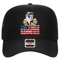 Star Spangled Hammered President Donald Trump Beer Lover High Crown Mesh Back Trucker Hat