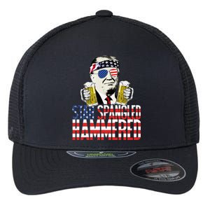 Star Spangled Hammered President Donald Trump Beer Lover Flexfit Unipanel Trucker Cap