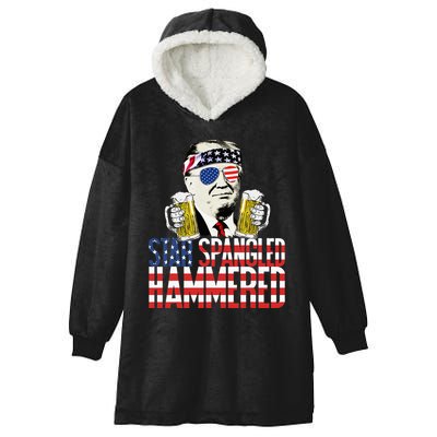 Star Spangled Hammered President Donald Trump Beer Lover Hooded Wearable Blanket