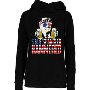 Star Spangled Hammered President Donald Trump Beer Lover Womens Funnel Neck Pullover Hood