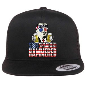 Star Spangled Hammered President Donald Trump Beer Lover Flat Bill Trucker Hat