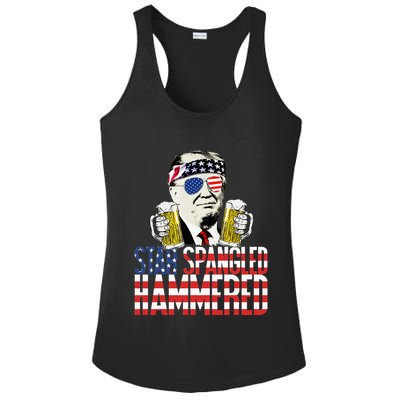 Star Spangled Hammered President Donald Trump Beer Lover Ladies PosiCharge Competitor Racerback Tank