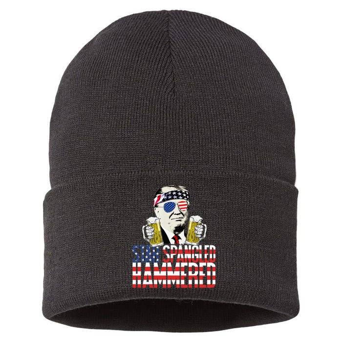 Star Spangled Hammered President Donald Trump Beer Lover Sustainable Knit Beanie