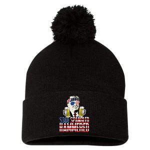 Star Spangled Hammered President Donald Trump Beer Lover Pom Pom 12in Knit Beanie