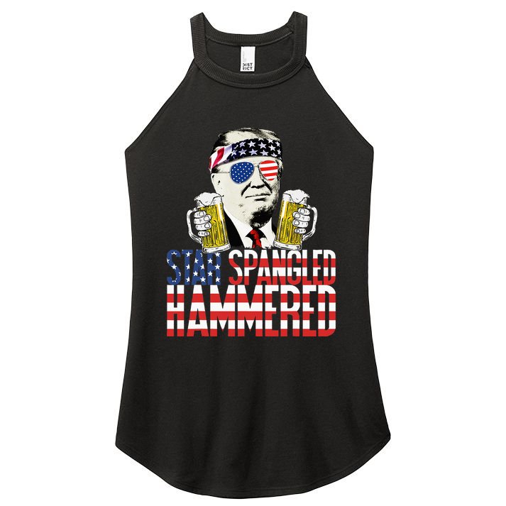Star Spangled Hammered President Donald Trump Beer Lover Women's Perfect Tri Rocker Tank