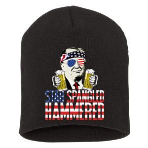 Star Spangled Hammered President Donald Trump Beer Lover Short Acrylic Beanie