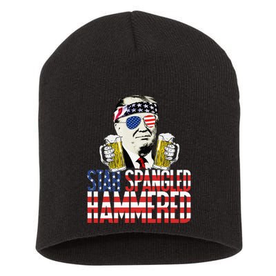 Star Spangled Hammered President Donald Trump Beer Lover Short Acrylic Beanie