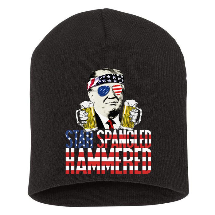 Star Spangled Hammered President Donald Trump Beer Lover Short Acrylic Beanie