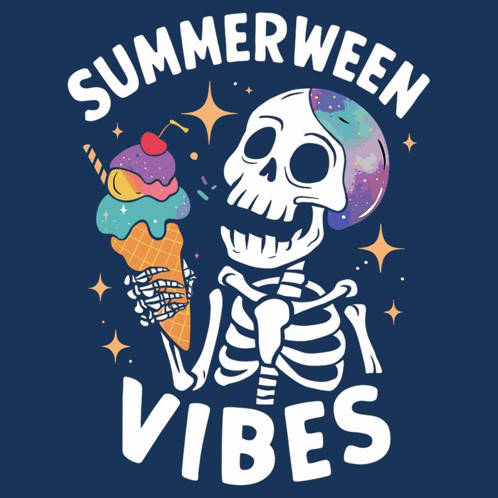 Summerween Summer Halloween Funny Skeleton Ice Cream Party Drawstring Bag