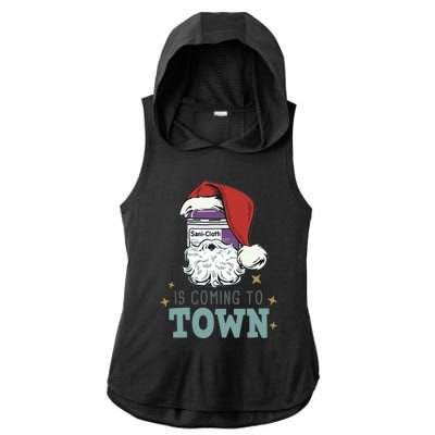 SaniCloth Santa Hat Funny Christmas Nurse Rn Cna Icu Er Gift Ladies PosiCharge Tri-Blend Wicking Draft Hoodie Tank