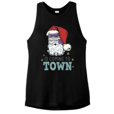 SaniCloth Santa Hat Funny Christmas Nurse Rn Cna Icu Er Gift Ladies PosiCharge Tri-Blend Wicking Tank