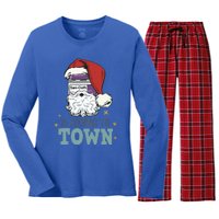 SaniCloth Santa Hat Funny Christmas Nurse Rn Cna Icu Er Gift Women's Long Sleeve Flannel Pajama Set 