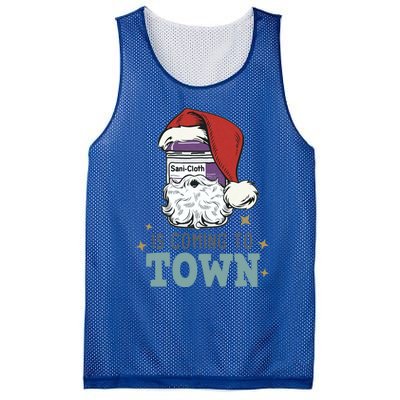 SaniCloth Santa Hat Funny Christmas Nurse Rn Cna Icu Er Gift Mesh Reversible Basketball Jersey Tank