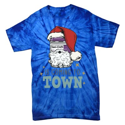 SaniCloth Santa Hat Funny Christmas Nurse Rn Cna Icu Er Gift Tie-Dye T-Shirt