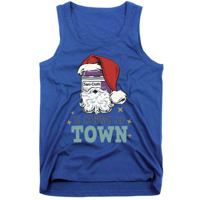 SaniCloth Santa Hat Funny Christmas Nurse Rn Cna Icu Er Gift Tank Top