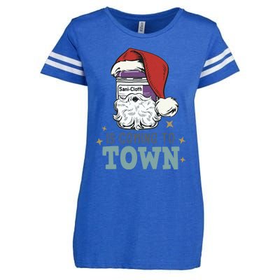 SaniCloth Santa Hat Funny Christmas Nurse Rn Cna Icu Er Gift Enza Ladies Jersey Football T-Shirt