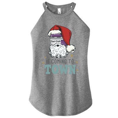 SaniCloth Santa Hat Funny Christmas Nurse Rn Cna Icu Er Gift Women's Perfect Tri Rocker Tank