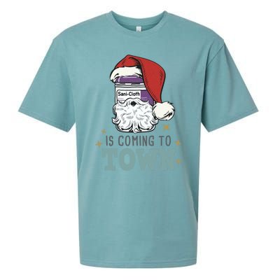 SaniCloth Santa Hat Funny Christmas Nurse Rn Cna Icu Er Gift Sueded Cloud Jersey T-Shirt