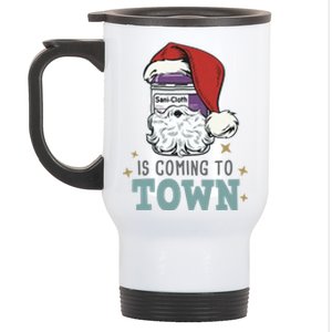 SaniCloth Santa Hat Funny Christmas Nurse Rn Cna Icu Er Gift Stainless Steel Travel Mug