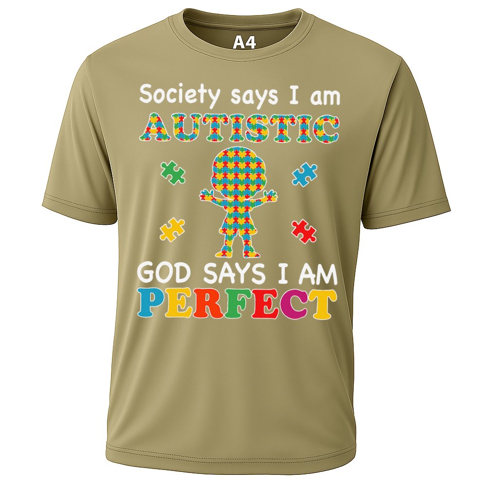 Society Says I Am Autistic God Says I Am Perfect Autism Love Performance Shirt