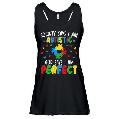 Society Says I Am Autistic God Says I Am Perfect Autism Ladies Essential Flowy Tank