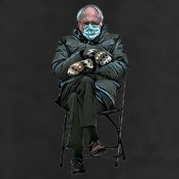 Sanders Sitting Inauguration Bernie Meme Chairman Sanders Hat