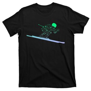 Silhouette Ski Icon For Skiier Ski Skiing T-Shirt