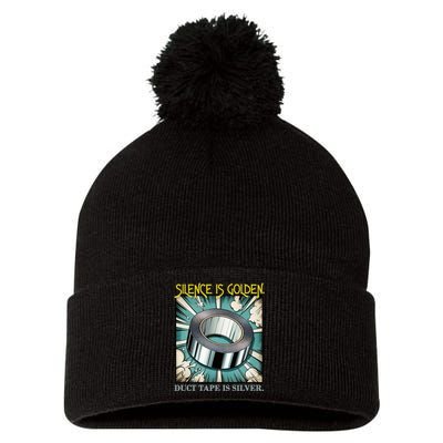 Snarky Silence is Golden  Pom Pom 12in Knit Beanie