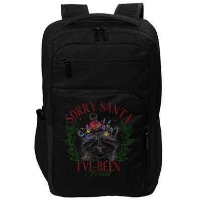 Sorry Santa IVe Been Feral Cute Raccoon Christmas Santa Impact Tech Backpack