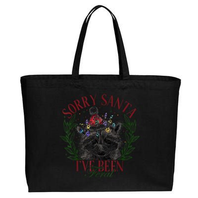 Sorry Santa IVe Been Feral Cute Raccoon Christmas Santa Cotton Canvas Jumbo Tote