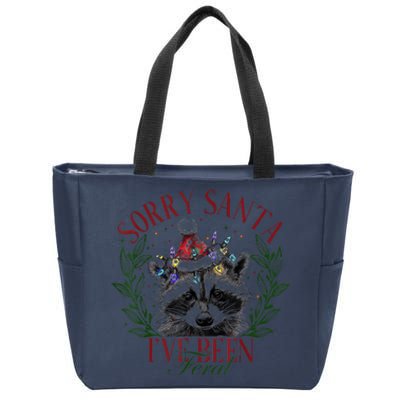 Sorry Santa IVe Been Feral Cute Raccoon Christmas Santa Zip Tote Bag