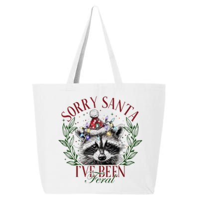 Sorry Santa IVe Been Feral Cute Raccoon Christmas Santa 25L Jumbo Tote