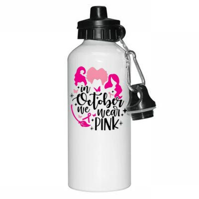 Sanderson Sisters In October We Wear Pink Breast Cancer Aluminum Water Bottle 