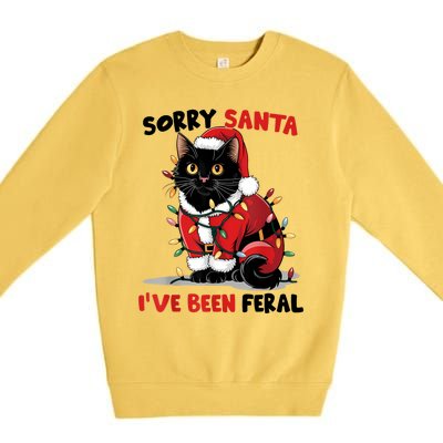 Sorry Santa IVe Been Feral Black Cat Christmas Funny Premium Crewneck Sweatshirt