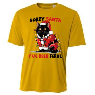 Sorry Santa IVe Been Feral Black Cat Christmas Funny Cooling Performance Crew T-Shirt