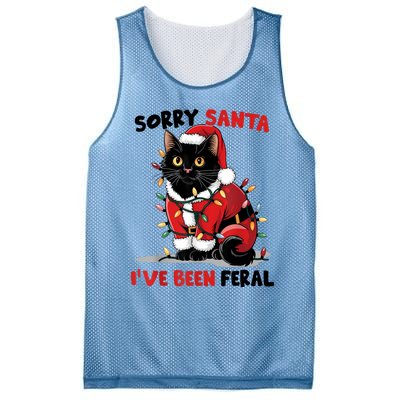 Sorry Santa IVe Been Feral Black Cat Christmas Funny Mesh Reversible Basketball Jersey Tank