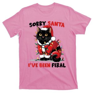 Sorry Santa IVe Been Feral Black Cat Christmas Funny T-Shirt