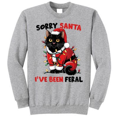 Sorry Santa IVe Been Feral Black Cat Christmas Funny Tall Sweatshirt